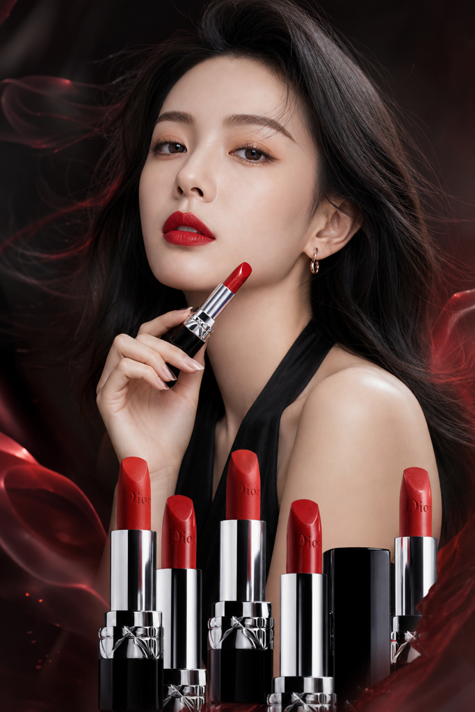 影棚高级感东方女性口红场景图