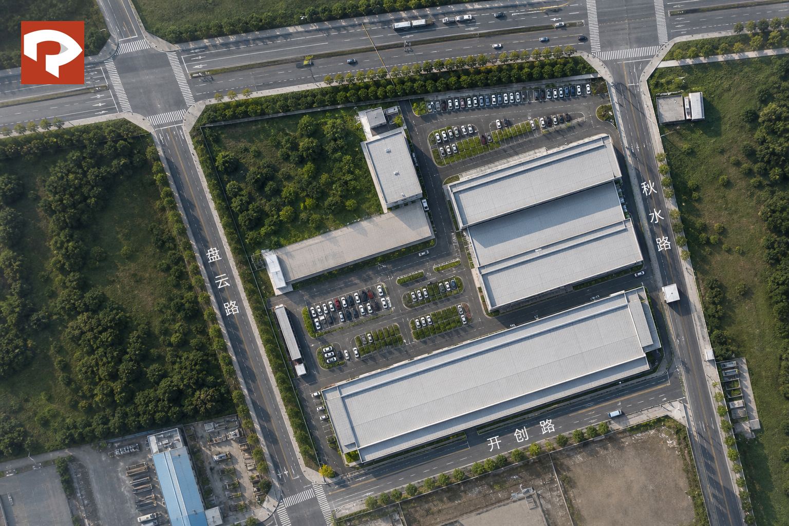 CAD 场地赛博商业摄影风俯视渲染