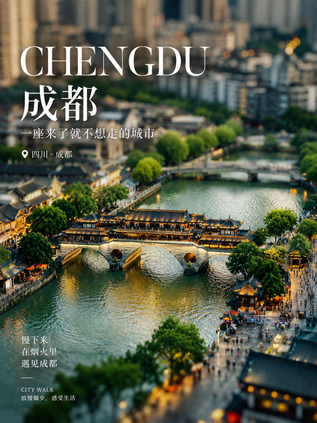 城市旅游 海报 移轴微缩景观