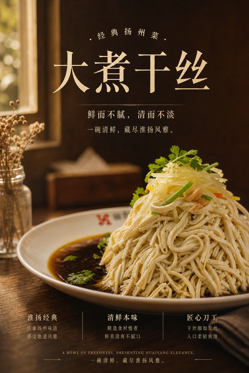 暖棕咖啡馆风·大煮干丝竖版海报