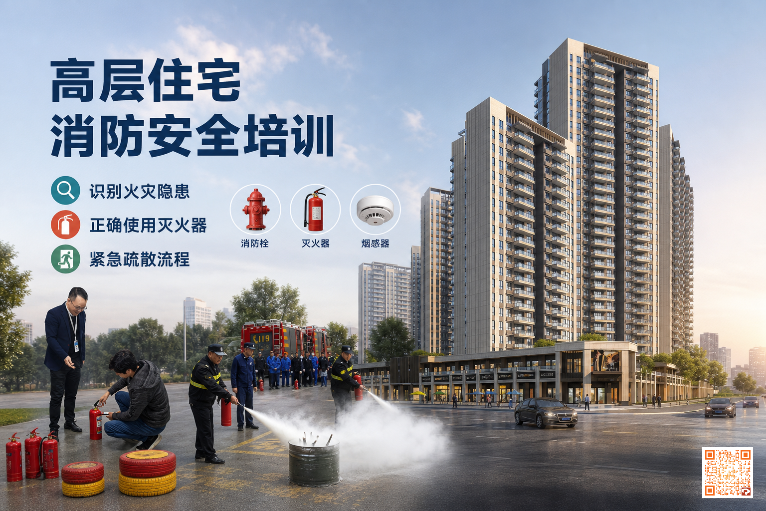 高层住宅消防安全培训海报(16:9)