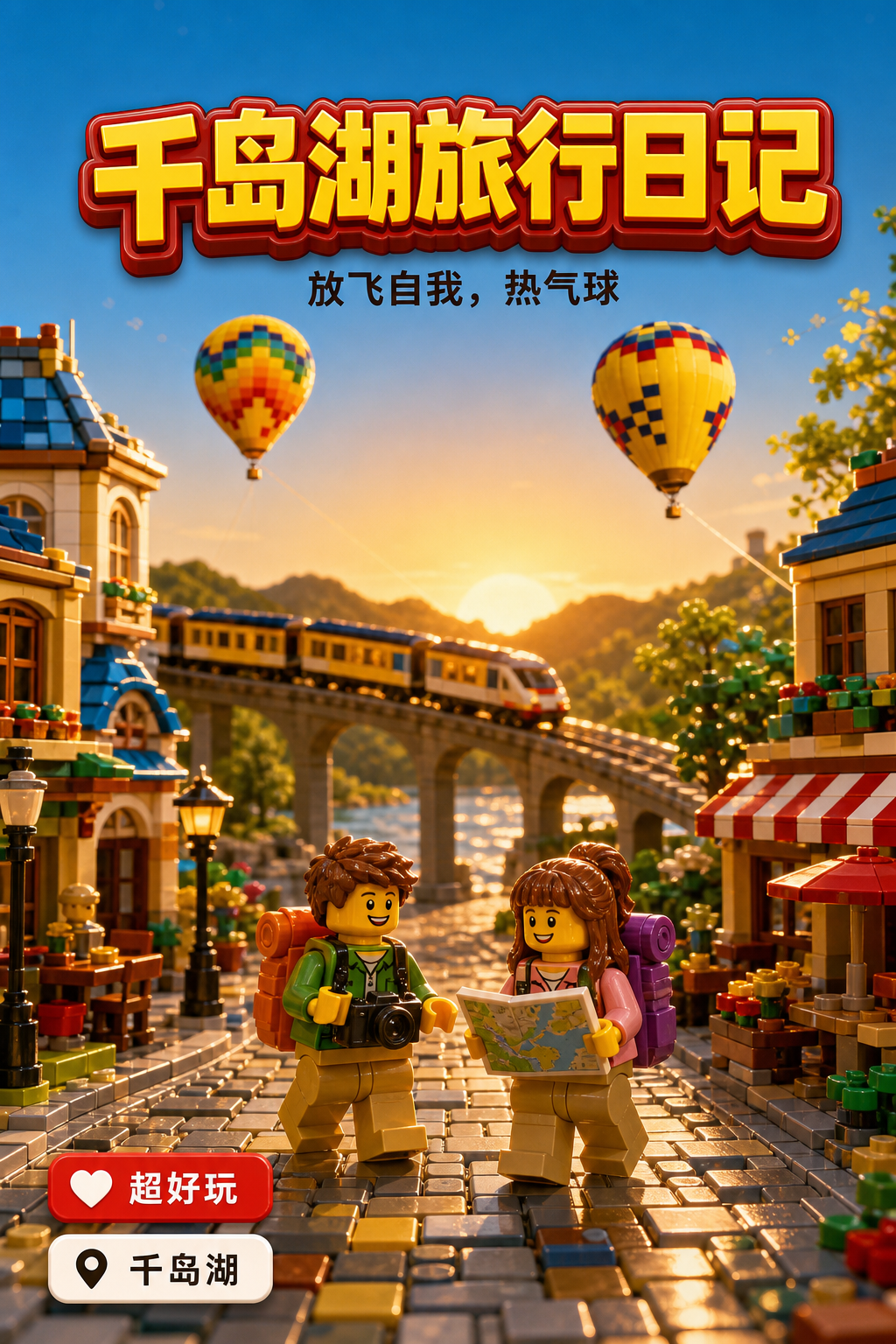 积木微缩风·千岛湖旅行日记社媒封面