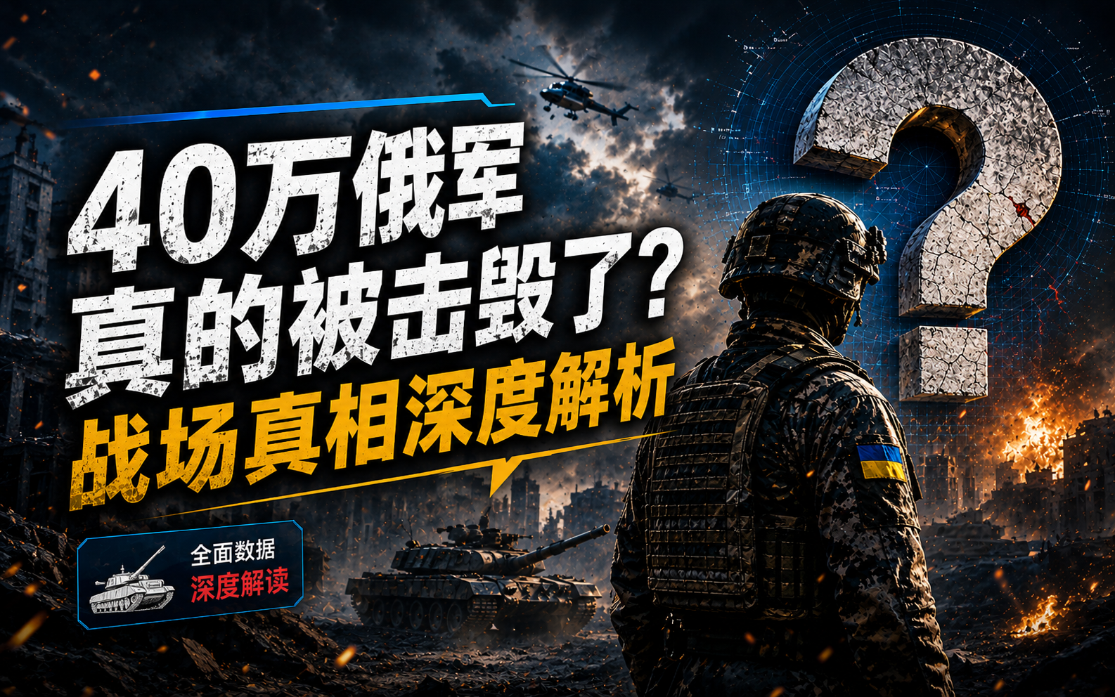 军事解析 B站视频封面 暗色粗糙质感