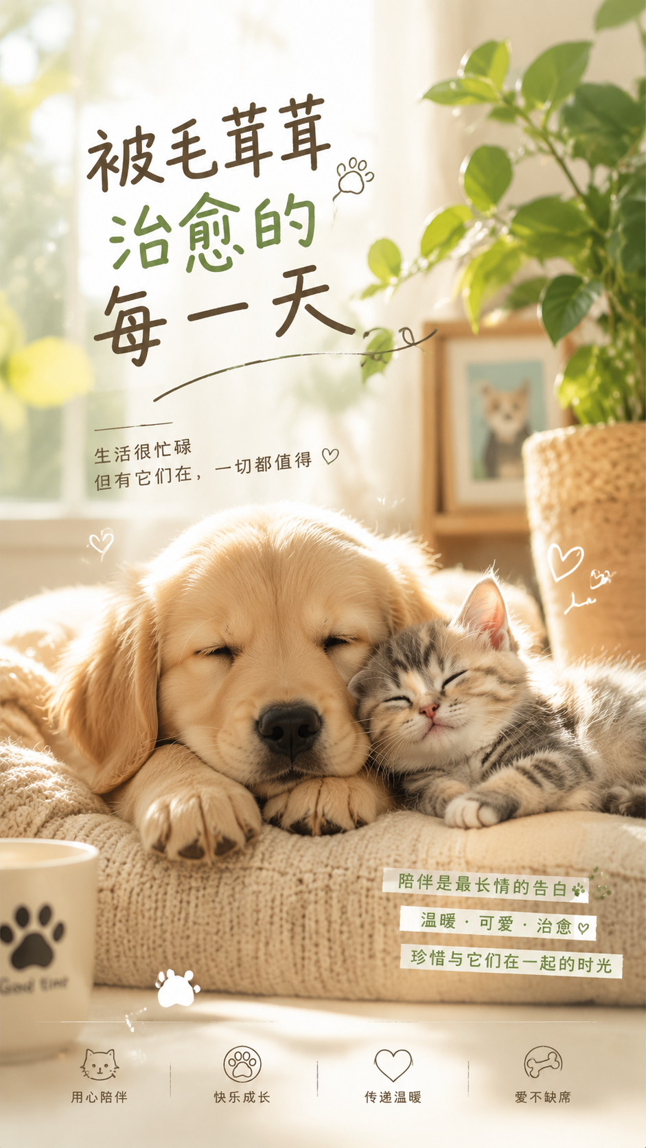 宠物 小红书种草封面 暖光治愈